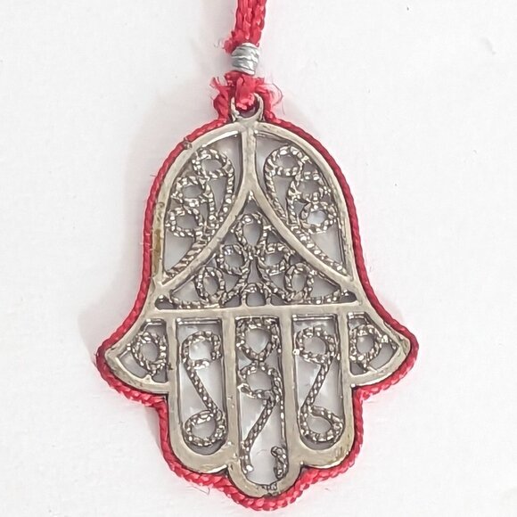 Hamsa Silver Tone Purse Charm Keychain Middle East Hand - Picture 4 of 4